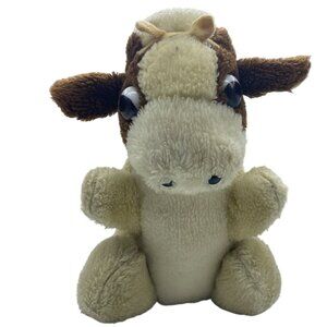 Vtg Superior Toy And Novelty Inc Cow Plush Stuffed Animal 11" Cream Korea Made